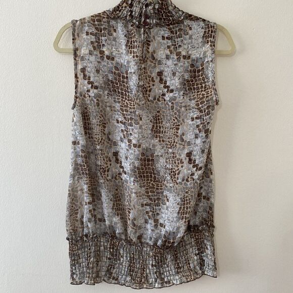 Sere Nade blouse sleeveless mock neck medium polyester animal print grey… - Picture 5 of 5